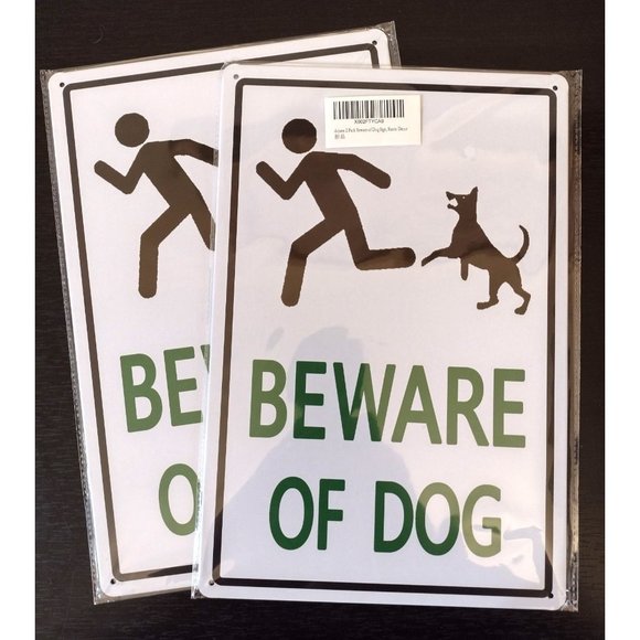 2-Pack Beware of Dog 12" x 8" Metal Sign - Picture 1 of 5